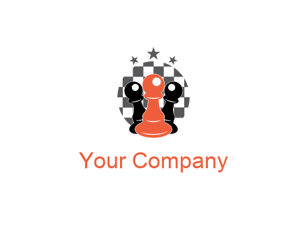 checkered circle with star behind chess pieces