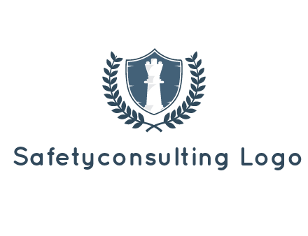 queen chess piece in shield with leaves around