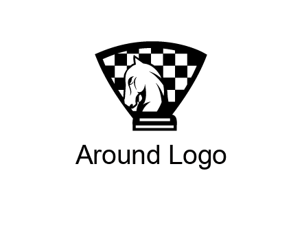 checkered shield behind horse knight
