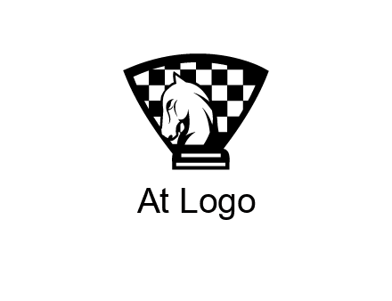 checkered shield behind horse knight