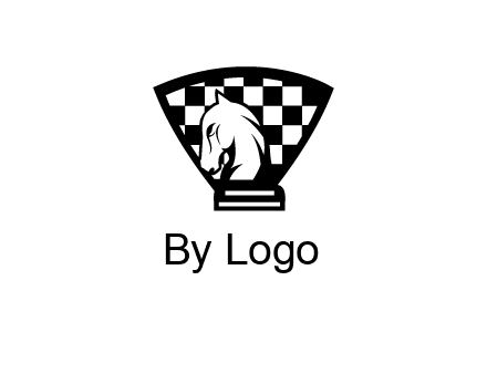 checkered shield behind horse knight