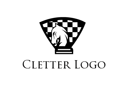 checkered shield behind horse knight