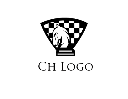 checkered shield behind horse knight