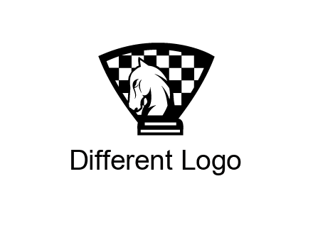 checkered shield behind horse knight