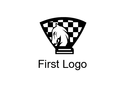 checkered shield behind horse knight