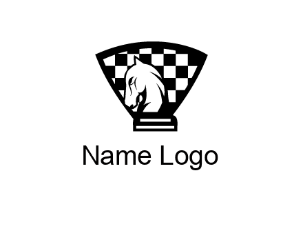 checkered shield behind horse knight