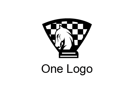 checkered shield behind horse knight
