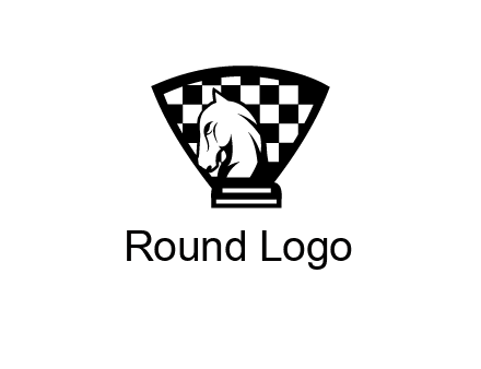 checkered shield behind horse knight