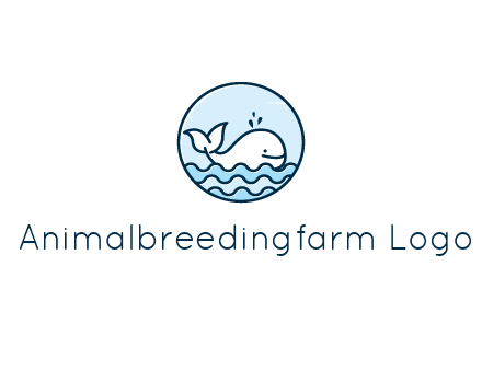 line art cute whale in sea in circle