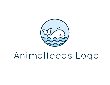 line art cute whale in sea in circle