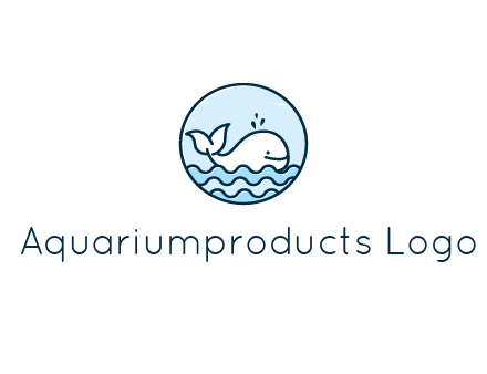 line art cute whale in sea in circle