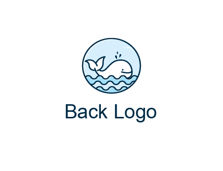 line art cute whale in sea in circle