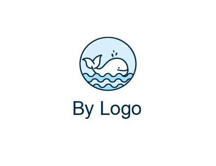 line art cute whale in sea in circle