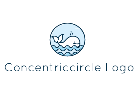 line art cute whale in sea in circle