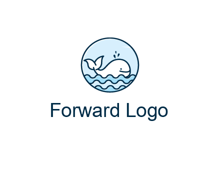 line art cute whale in sea in circle