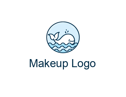 line art cute whale in sea in circle