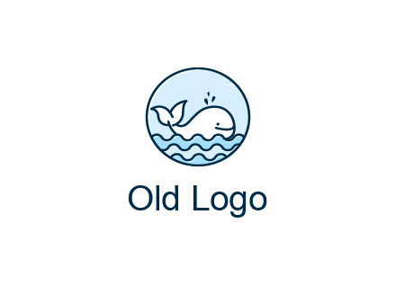 line art cute whale in sea in circle