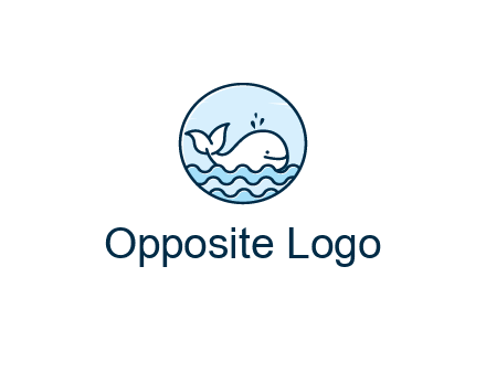 line art cute whale in sea in circle