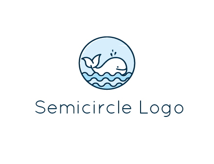 line art cute whale in sea in circle