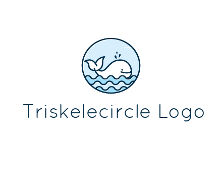 line art cute whale in sea in circle