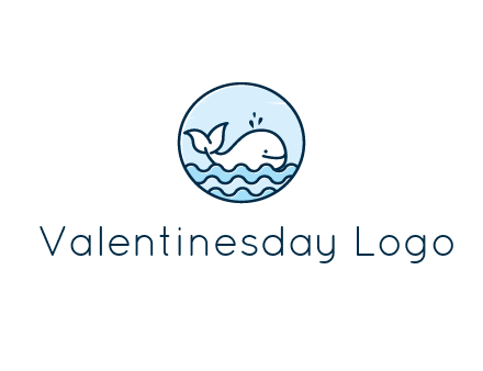line art cute whale in sea in circle