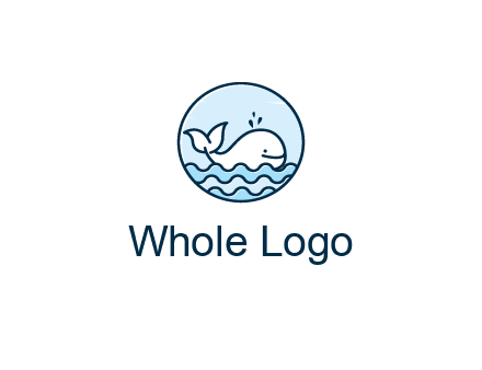 line art cute whale in sea in circle