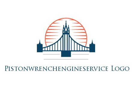 abstract sun behind cable bridge