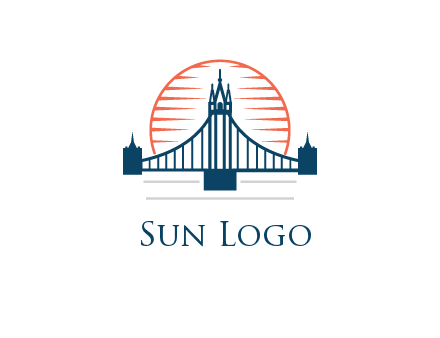 abstract sun behind cable bridge
