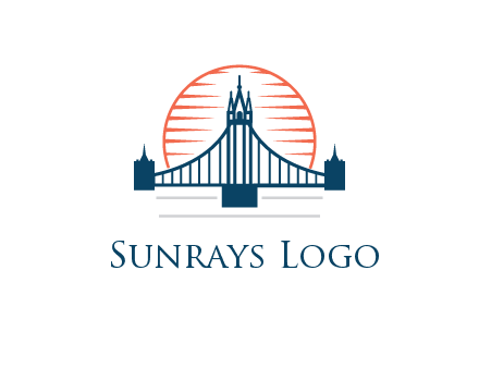 abstract sun behind cable bridge