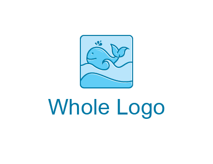 cute whale in sea in square frame