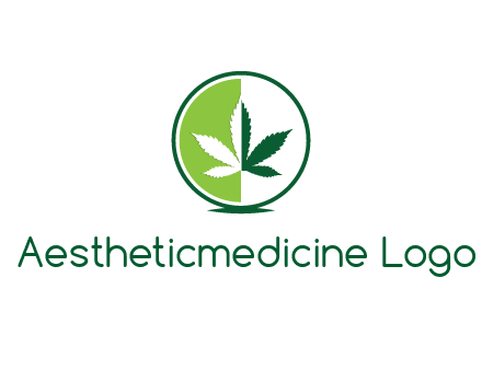 two toned circle and marijuana leaf