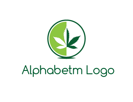 two toned circle and marijuana leaf