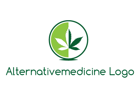 two toned circle and marijuana leaf