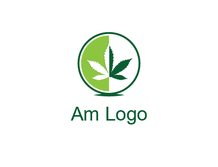 two toned circle and marijuana leaf