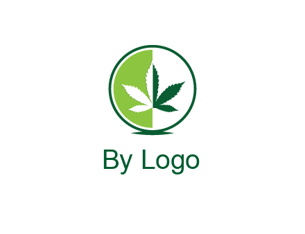 two toned circle and marijuana leaf