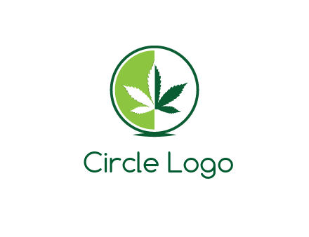 two toned circle and marijuana leaf
