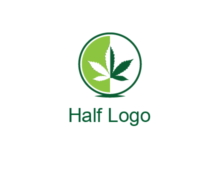 two toned circle and marijuana leaf