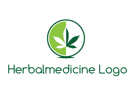 two toned circle and marijuana leaf