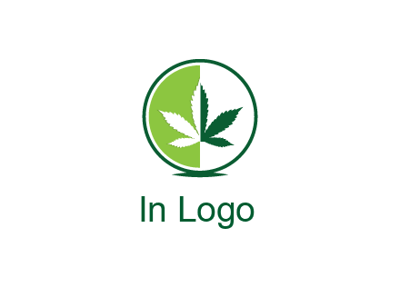 two toned circle and marijuana leaf
