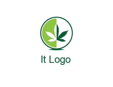 two toned circle and marijuana leaf
