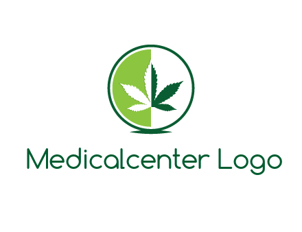 two toned circle and marijuana leaf