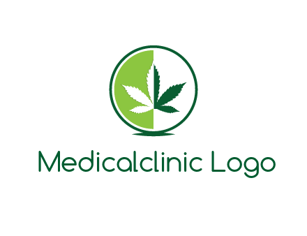 two toned circle and marijuana leaf