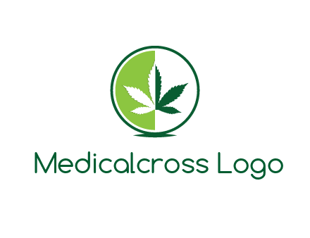 two toned circle and marijuana leaf