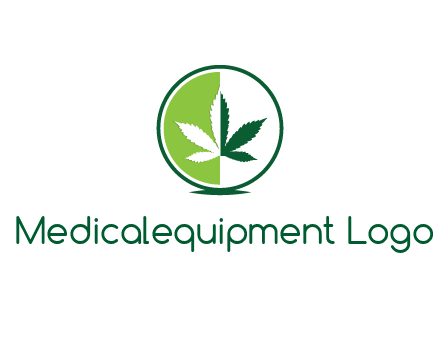 two toned circle and marijuana leaf