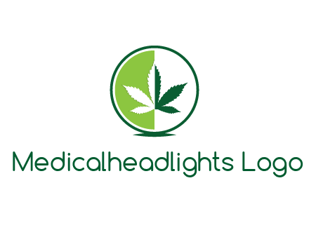 two toned circle and marijuana leaf