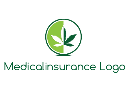 two toned circle and marijuana leaf