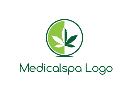 two toned circle and marijuana leaf