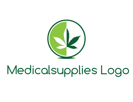 two toned circle and marijuana leaf