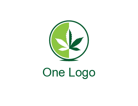 two toned circle and marijuana leaf