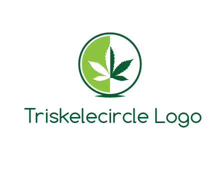 two toned circle and marijuana leaf